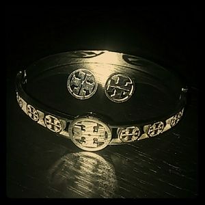 Tory Burch Logo Bracelet & Earrings